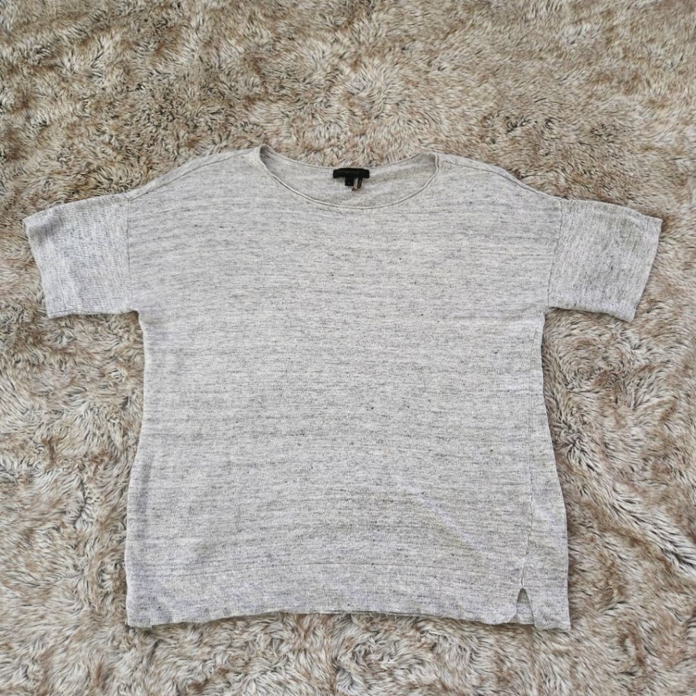 Donna Karan New‎ York Short Sleeve Gray Knit Linen Top Size Medium